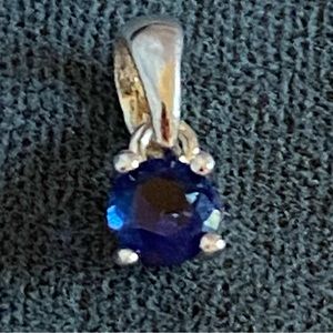 Sterling Silver Drop Pendant with blue semi precious stone